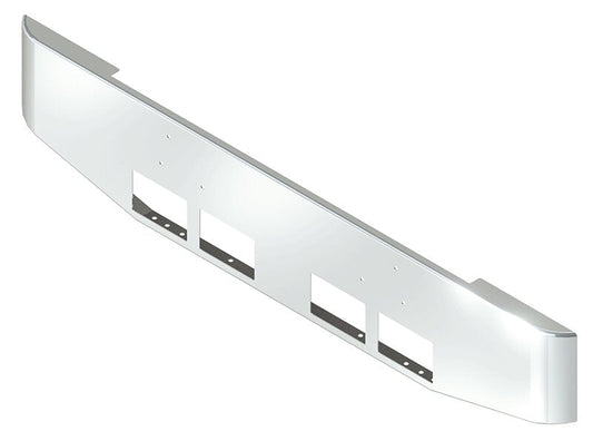 BUMPER FOR STERLING L, LN, LT, LTN, LTL, -800, -900, -8000, -9000 1970-1990 18" TAPER HAND FORM CHROME WITH 4 RECTANGULAR FOG LIGHT HOLES