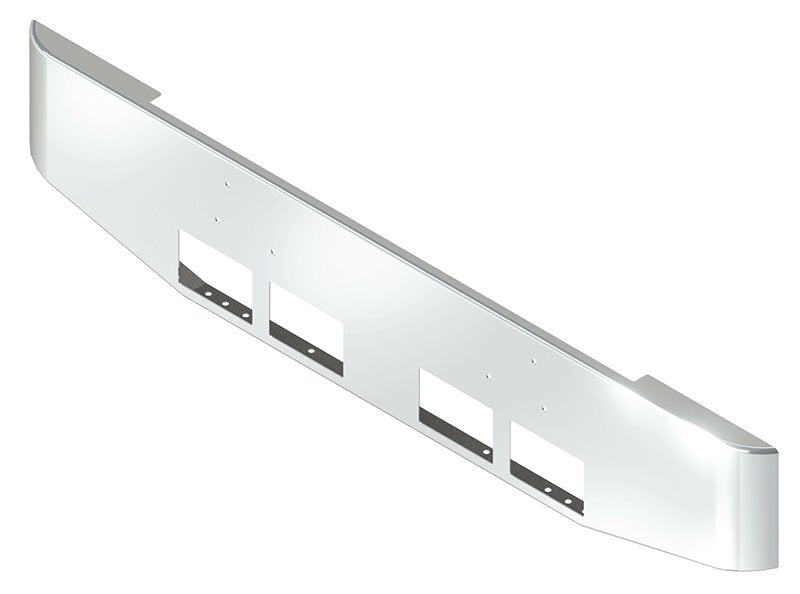 BUMPER FOR FORD L, LN, LT, LTN, LTL, -800, -900, -8000, -9000 1970-1990 18" TAPER HAND FORM CHROME WITH 4 RECTANGULAR FOG LIGHT HOLES