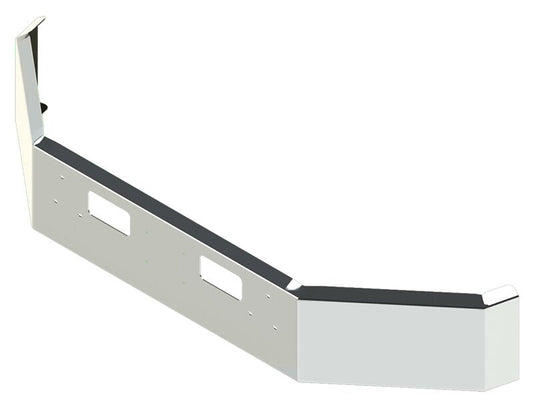 BUMPER FOR FORD AEROMAX SETBACK AXLE, L, LS, LA, LTS, LTA 1988-1995 12" TO 14" SETBACK AXLE CHROME WITH TOW HOLE AND LICENSE PLATE HOLES