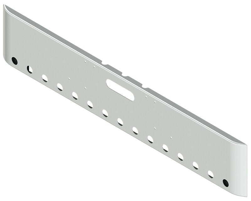 BUMPER FOR FREIGHTLINER CABOVER & CONVENTIONAL & CLASSIC 1984-1999 18" SQUARE ROLLED END CHROME WITH TOW HOLE AND 15 HOLES FOR 2" LIGHTS