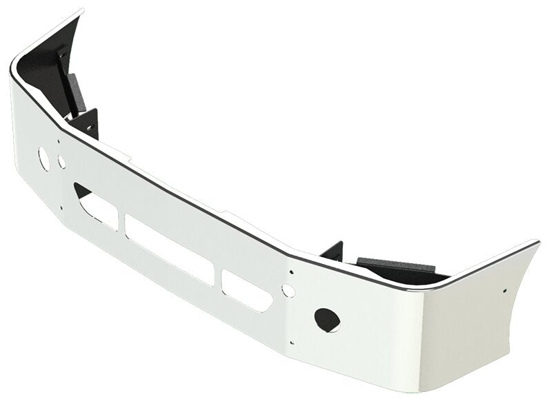 BUMPER FOR FREIGHTLINER COLUMBIA 2008-2022 & CENTURY 2008-2022 18" SETBACK AXLE CHROME WITH TOW HOLE & ROUND FOG LIGHT HOLES & VENT HOLES