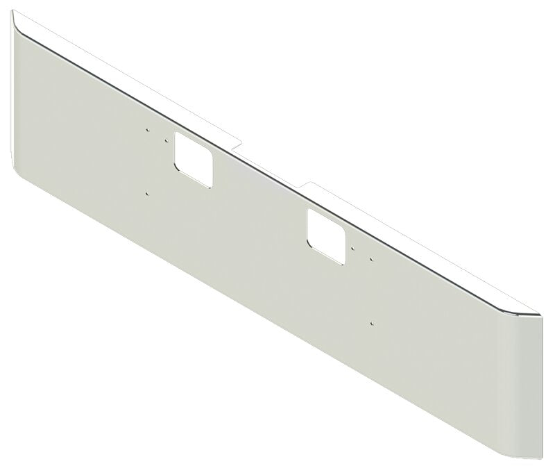 BUMPER FOR FREIGHTLINER CORONADO 122SD SET FORWARD 2010-2022 22" SQUARE ROLLED END CHROME WITH TOW HOLE, AND THE TWO OUTER MOUNTING HOLES ARE VERTICALLY ALLIGNED