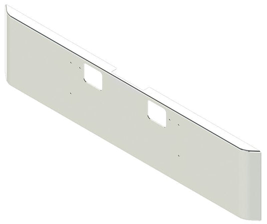 BUMPER FOR FREIGHTLINER CORONADO 122SD SET FORWARD 2010-2022 22" SQUARE ROLLED END CHROME WITH TOW HOLE, AND THE TWO OUTER MOUNTING HOLES ARE VERTICALLY ALLIGNED