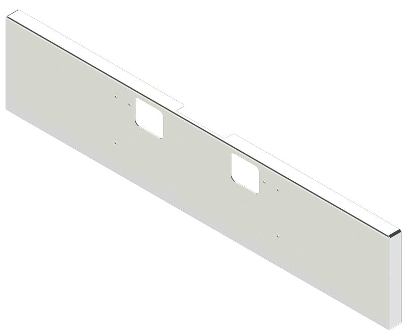BUMPER FOR FREIGHTLINER CORONADO 122SD SET FORWARD 2010-2022 20" BOXED END CHROME WITH TOW HOLE, AND THE TWO OUTER MOUNTING HOLES ARE VERTICALLY ALLIGNED