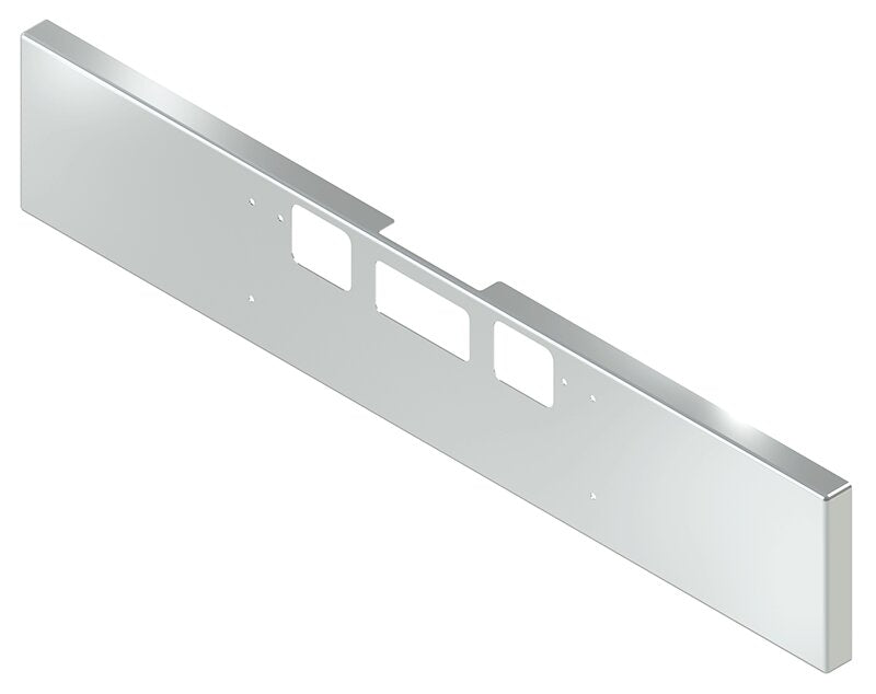 BUMPER FOR FREIGHTLINER CORONADO 122SD SET FORWARD 2010-2022 18" BOXED END CHROME WITH TOW HOLE & STEP HOLES, AND THE TWO OUTER MOUNTING HOLES ARE VERTICALLY ALLIGNED