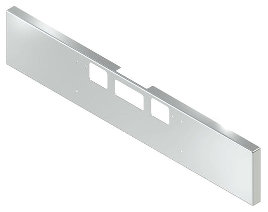 BUMPER FOR FREIGHTLINER CORONADO 122SD SET FORWARD 2010-2022 18" BOXED END CHROME WITH TOW HOLE & STEP HOLES, AND THE TWO OUTER MOUNTING HOLES ARE VERTICALLY ALLIGNED