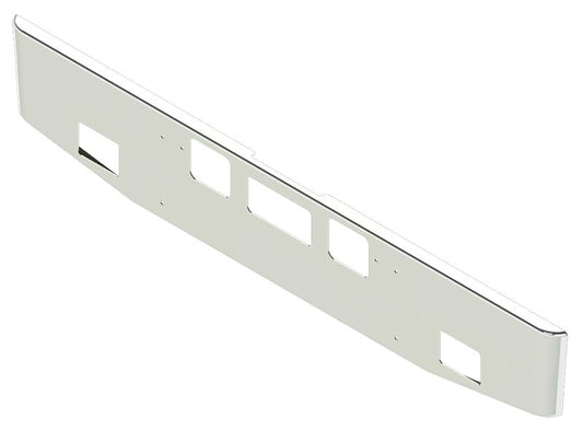 BUMPER FOR FREIGHTLINER CORONADO 122SD SET FORWARD 2010-2022 16" TAPER ROLLED END CHROME, AND THE TWO OUTER MOUNTING HOLES ARE VERTICALLY ALLIGNED