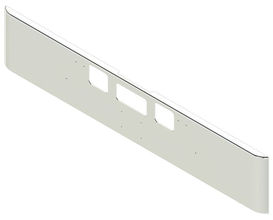 BUMPER FOR FREIGHTLINER CORONADO 122SD SET FORWARD 2010-2022 18" SQUARE ROLLED END CHROME WITH TOW HOLE & STEP HOLES AND LICENSE PLATE HOLES, AND THE TWO OUTER MOUNTING HOLES ARE DIAGONAL