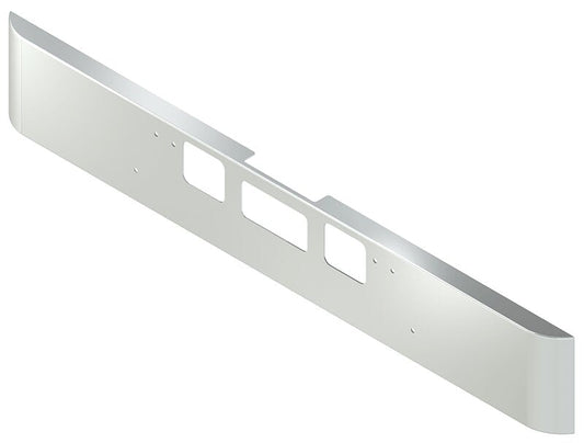 BUMPER FOR FREIGHTLINER CORONADO 122SD SET FORWARD 2010-2022 14" SQUARE HAND FORM CHROME WITH TOW HOLE & STEP HOLES, AND THE TWO OUTER MOUNTING HOLES ARE DIAGONAL