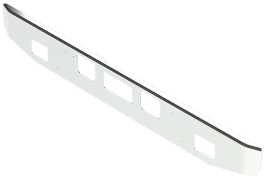 BUMPER FOR FREIGHTLINER CORONADO 122SD SET FORWARD 2010-2022 12" TAPER ROLLED END CHROME, AND THE TWO OUTER MOUNTING HOLES ARE DIAGONAL