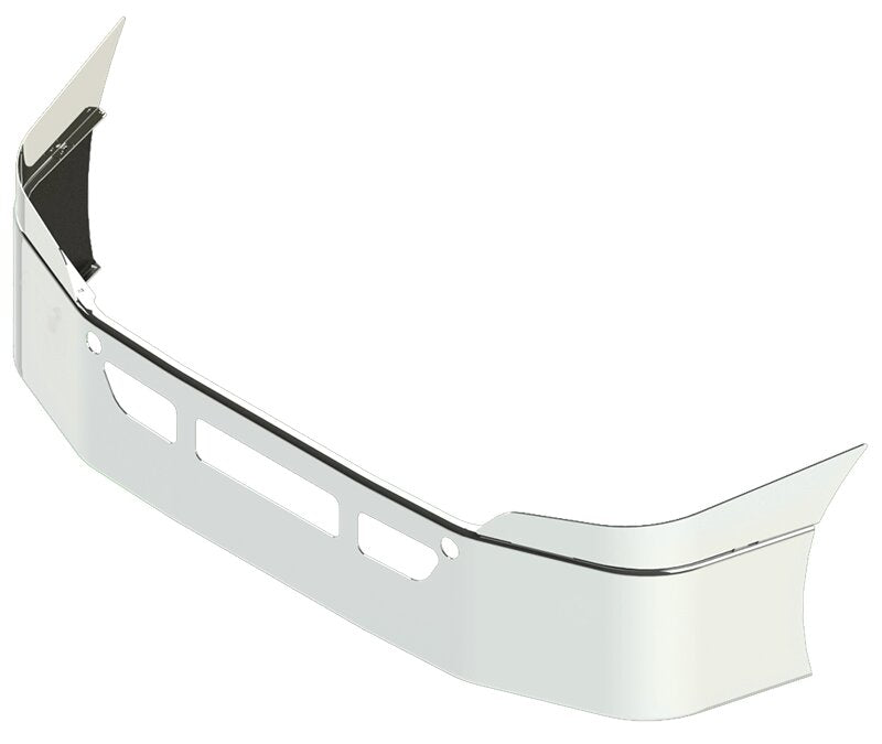 BUMPER FOR FREIGHTLINER CASCADIA P3 - REPLACES STAINLESS CLAD 2008-2017 16" SETBACK AXLE WITH TOP EXTENSIONS CHROME WITH TOW HOLE & VENT HOLES