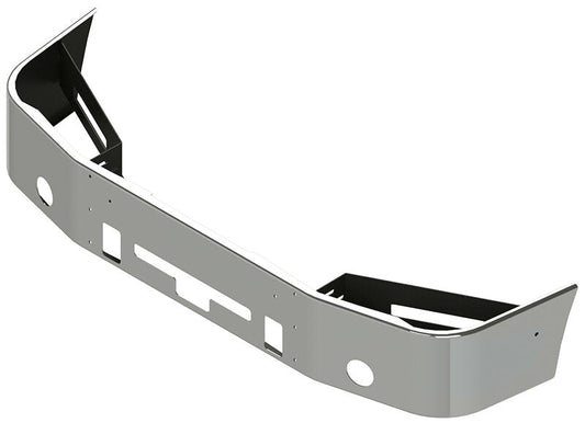 BUMPER FOR FREIGHTLINER COLUMBIA 1999-2007 & CENTURY 2005-2007 12" TO 14" SETBACK AXLE CHROME WITH TOW HOLE & ROUND FOG LIGHT HOLES & VENT HOLES