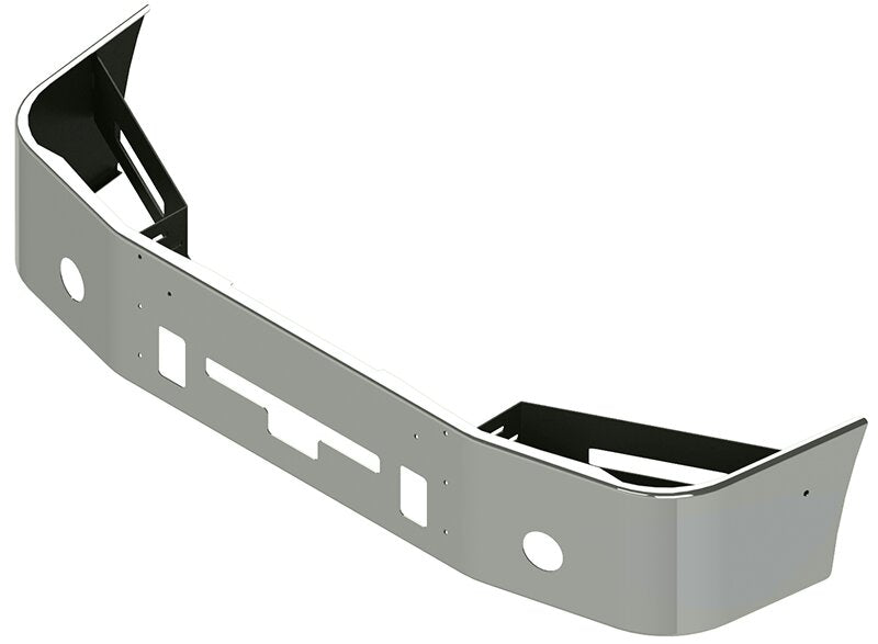 BUMPER FOR FREIGHTLINER COLUMBIA 1999-2007 & CENTURY 2005-2007 16" SETBACK AXLE CHROME WITH TOW HOLE & ROUND FOG LIGHT HOLES & VENT HOLES