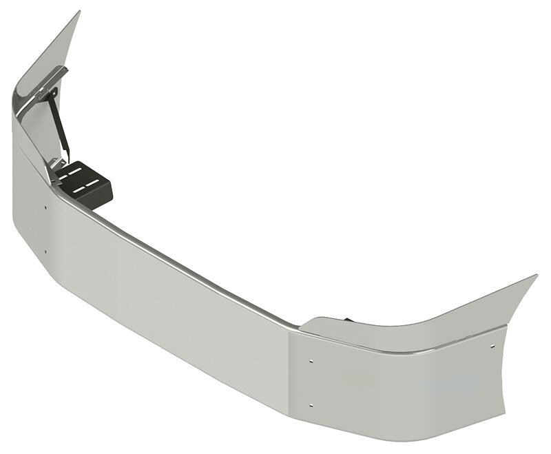 BUMPER FOR FREIGHTLINER CASCADIA P3 - REPLACES PLASTIC BUMPER 2008-2017 16" SETBACK AXLE WITH TOP EXTENSIONS CHROME WITH MOUNTING HOLES ONLY