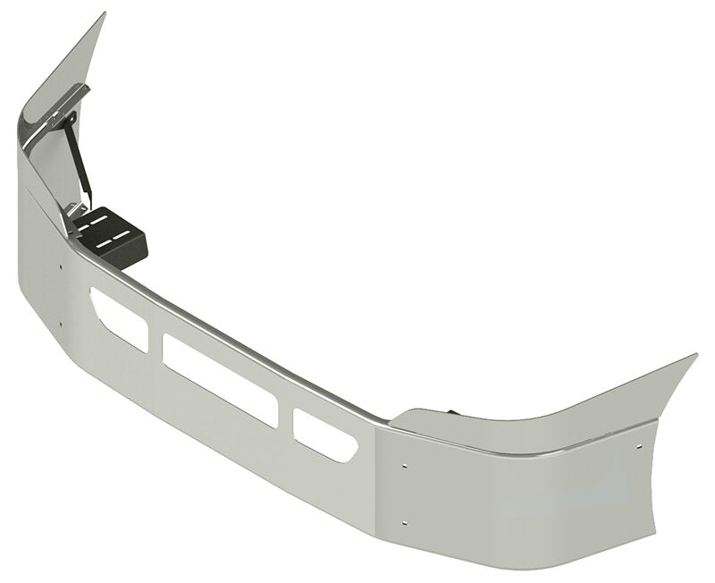 BUMPER FOR FREIGHTLINER CASCADIA P3 - REPLACES PLASTIC BUMPER 2008-2017 16" SETBACK AXLE WITH TOP EXTENSIONS CHROME WITH VENT HOLES