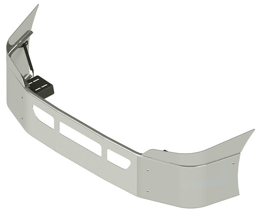 BUMPER FOR FREIGHTLINER CASCADIA P3 - REPLACES PLASTIC BUMPER 2008-2017 16" SETBACK AXLE WITH TOP EXTENSIONS CHROME WITH VENT HOLES