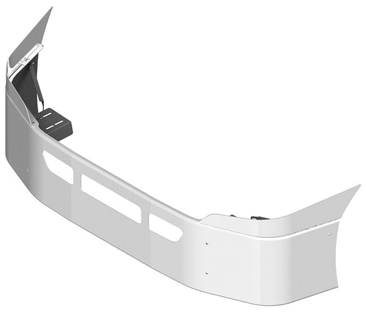 BUMPER FOR FREIGHTLINER CASCADIA P3 - REPLACES PLASTIC BUMPER 2008-2017 18" SETBACK AXLE WITH TOP EXTENSIONS CHROME WITH VENT HOLES