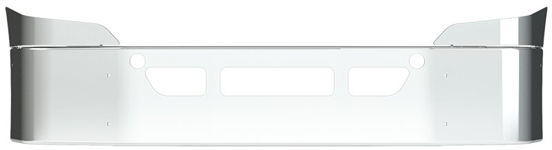 BUMPER FOR FREIGHTLINER CASCADIA P3 - REPLACES PLASTIC BUMPER 2008-2017 16" SETBACK AXLE WITH TOP EXTENSIONS CHROME WITH TOW HOLE & VENT HOLES