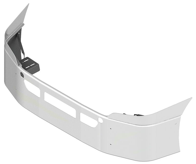 BUMPER FOR FREIGHTLINER CASCADIA P3 - REPLACES PLASTIC BUMPER 2008-2017 18" SETBACK AXLE WITH TOP EXTENSIONS CHROME WITH TOW HOLE & VENT HOLES
