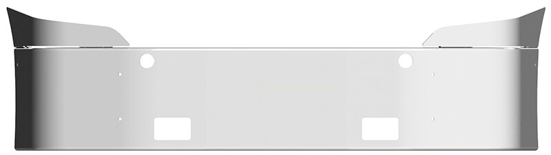 BUMPER FOR FREIGHTLINER CASCADIA P3 - REPLACES PLASTIC BUMPER 2008-2017 18" SETBACK AXLE WITH TOP EXTENSIONS CHROME