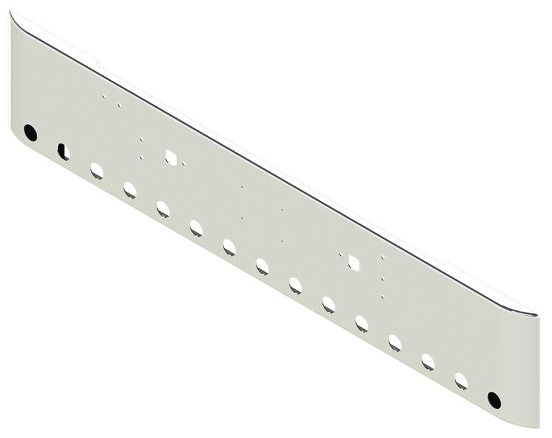 BUMPER FOR IHC 9300, 9370 CONVENTIONAL, 9670 CABOVER 1983-1996 WITH TOW HOLE AND 15 HOLES FOR 2" LIGHTS, LICENSE PLATE HOLES