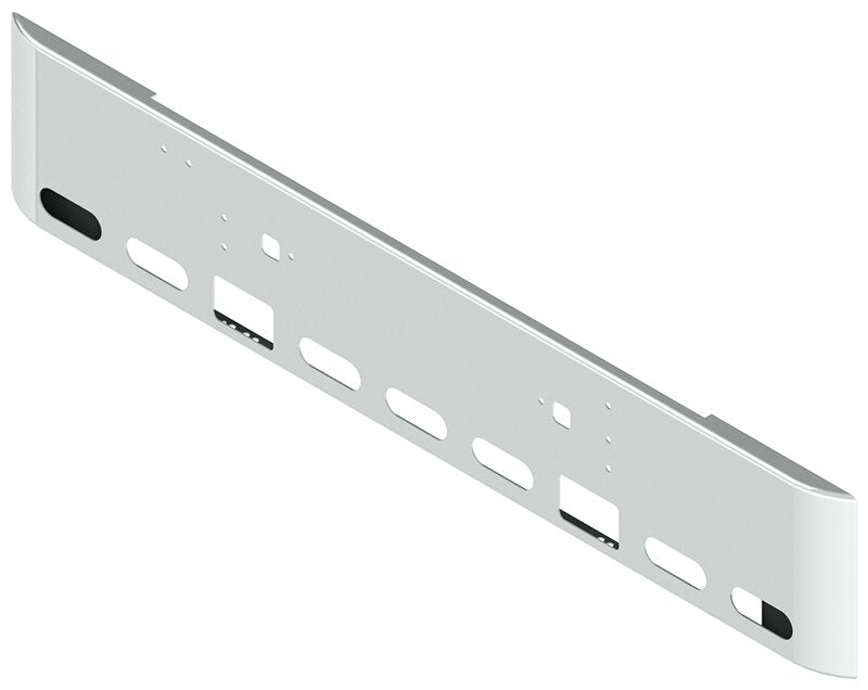 BUMPER FOR IHC 9300, 9370 CONVENTIONAL, 9670 CABOVER 1983-1996 18" SQUARE ROLLED END CHROME, LIGHT HOLES