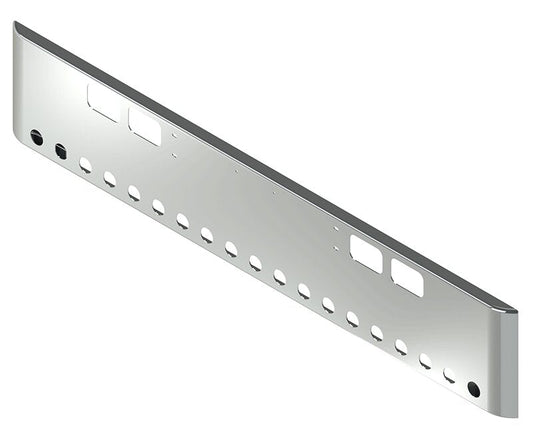 BUMPER FOR IHC 4000 SERIES, 7000 SERIES, 8000 SERIES 1990-2004 18" SQUARE ROLLED END CHROME, LIGHT HOLES