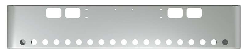 BUMPER FOR IHC 4000 SERIES, 7000 SERIES, 8000 SERIES 1990-2004 18" SQUARE ROLLED END CHROME, LIGHT HOLES