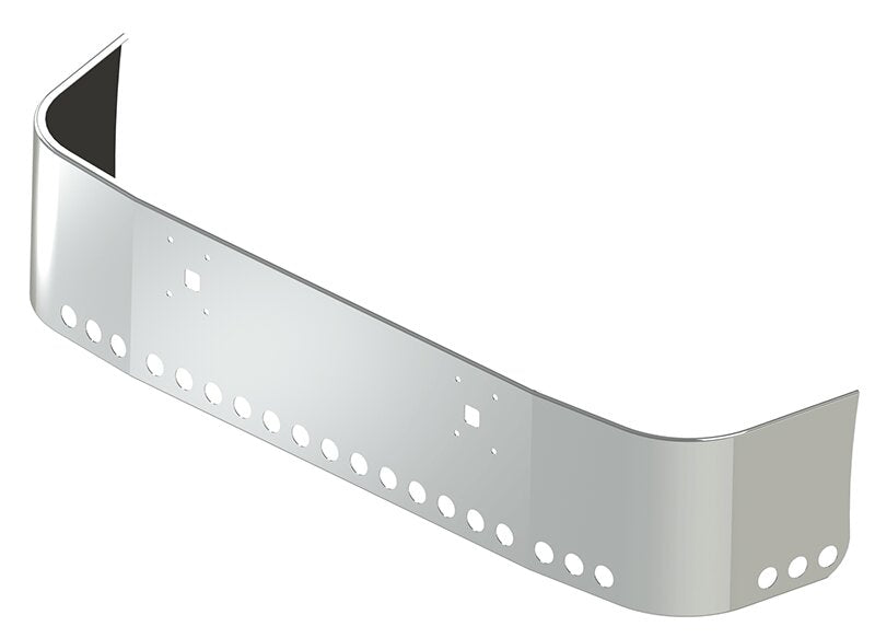 BUMPER FOR IHC 9100, 9200, 9400 SETBACK AXLE 1997-2007 20" SETBACK AXLE STAINLESS STEEL WITH TOW HOLE, LIGHT HOLES