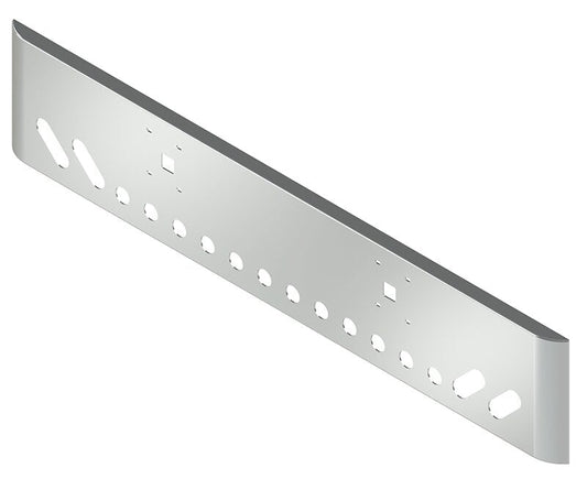 BUMPER FOR IHC 9900 2000-2022 18" SQUARE ROLLED END CHROME WITH TOW HOLE, LIGHT HOLES