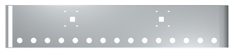 BUMPER FOR IHC 9900 2000-2022 18" SQUARE ROLLED END CHROME WITH TOW HOLE AND 15 HOLES FOR 2" LIGHTS