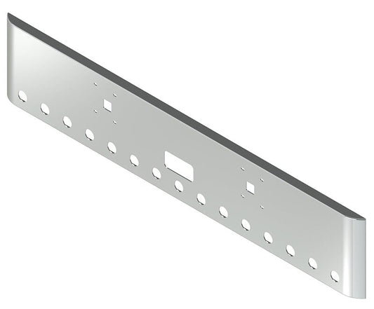BUMPER FOR IHC 9900 2000-2022 18" SQUARE ROLLED END CHROME AND 15 HOLES FOR 2" LIGHTS