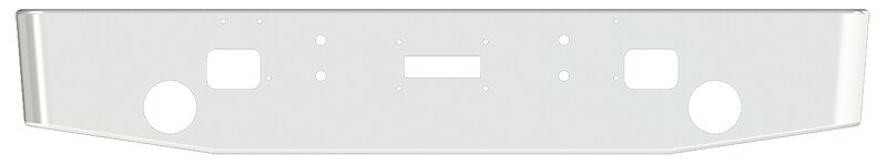 BUMPER FOR KENWORTH K100C CABOVER 1967-1983 16" TAPER ROLLED END CHROME WITH ROUND FOG LIGHT HOLES & STEP HOLES & TOW HOLE