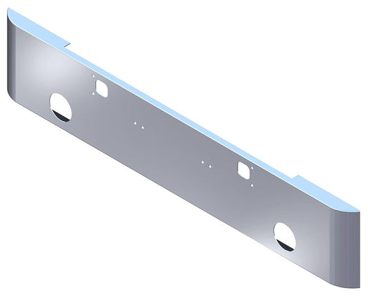 BUMPER FOR KENWORTH W900A 1967-1981 18" SQUARE ROLLED END CHROME WITH TOW HOLE & ROUND FOG LIGHT HOLES