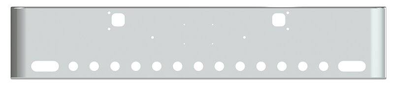 BUMPER FOR KENWORTH W900B 1982-2010 & W900L 1982-2022 18" SQUARE ROLLED END CHROME WITH TOW HOLE AND 2 OVAL HOLES, LICENSE PLATE HOLES