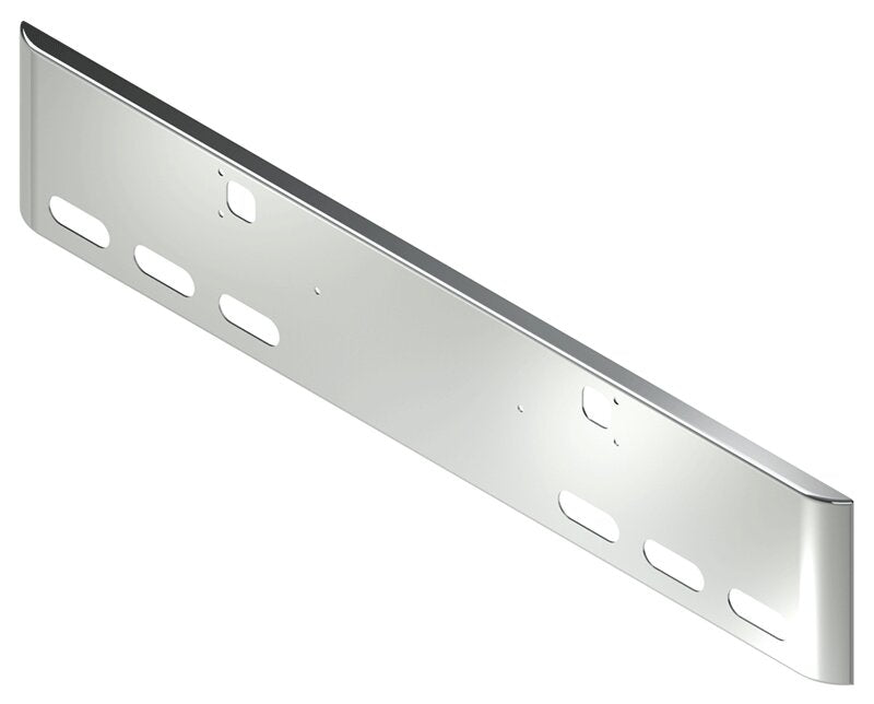 BUMPER FOR KENWORTH W900B 1982-2010 & W900L 1982-2022 18" SQUARE ROLLED END CHROME WITH TOW HOLE, LIGHT HOLES