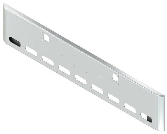 BUMPER FOR KENWORTH W900B 1982-2010 & W900L 1982-2022 18" SQUARE ROLLED END CHROME WITH TOW HOLE AND 9 OVAL HOLES, LICENSE PLATE HOLES
