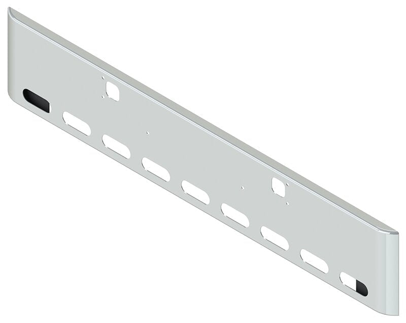 BUMPER FOR KENWORTH W900B 1982-2010 & W900L 1982-2022 18" SQUARE ROLLED END CHROME WITH TOW HOLE AND 9 OVAL HOLES