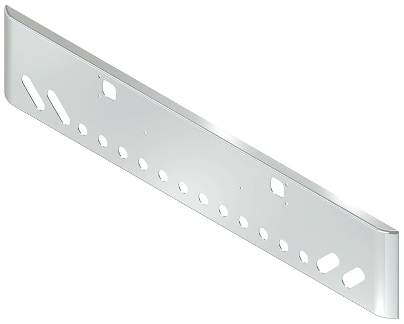 BUMPER FOR KENWORTH W900B 1982-2010 & W900L 1982-2022 18" SQUARE ROLLED END CHROME WITH TOW HOLE, LIGHT HOLES