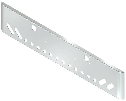 BUMPER FOR KENWORTH W900B 1982-2010 & W900L 1982-2022 18" SQUARE ROLLED END CHROME WITH TOW HOLE, LIGHT HOLES