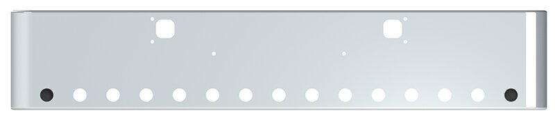 BUMPER FOR KENWORTH W900B 1982-2010 & W900L 1982-2022 18" SQUARE ROLLED END CHROME WITH TOW HOLE AND 15 HOLES FOR 2" LIGHTS