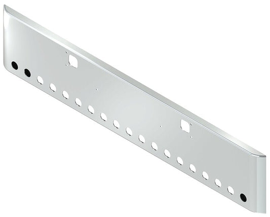 BUMPER FOR KENWORTH W900B 1982-2010 & W900L 1982-2022 18" SQUARE ROLLED END CHROME WITH TOW HOLE, LIGHT HOLES