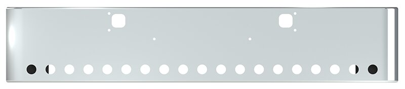 BUMPER FOR KENWORTH W900B 1982-2010 & W900L 1982-2022 18" SQUARE ROLLED END CHROME WITH TOW HOLE, LIGHT HOLES
