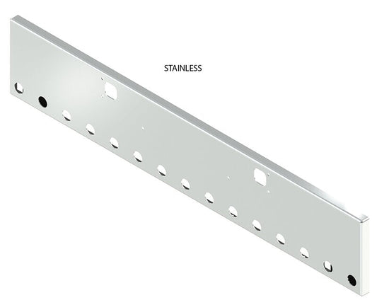 BUMPER FOR KENWORTH W900B 1982-2010 & W900L 1982-2022 18" BOXED END STAINLESS STEEL WITH TOW HOLE AND 15 HOLES FOR 2" LIGHTS, NO CUTOUT ON THE TOP LIP