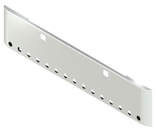 BUMPER FOR KENWORTH W900B 1982-2010 & W900L 1982-2022 20" SQUARE ROLLED END CHROME WITH TOW HOLE AND 15 HOLES FOR 2" LIGHTS