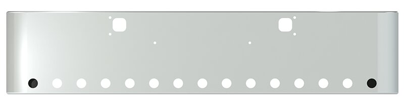 BUMPER FOR KENWORTH W900B 1982-2010 & W900L 1982-2022 20" SQUARE ROLLED END CHROME WITH TOW HOLE AND 15 HOLES FOR 2" LIGHTS