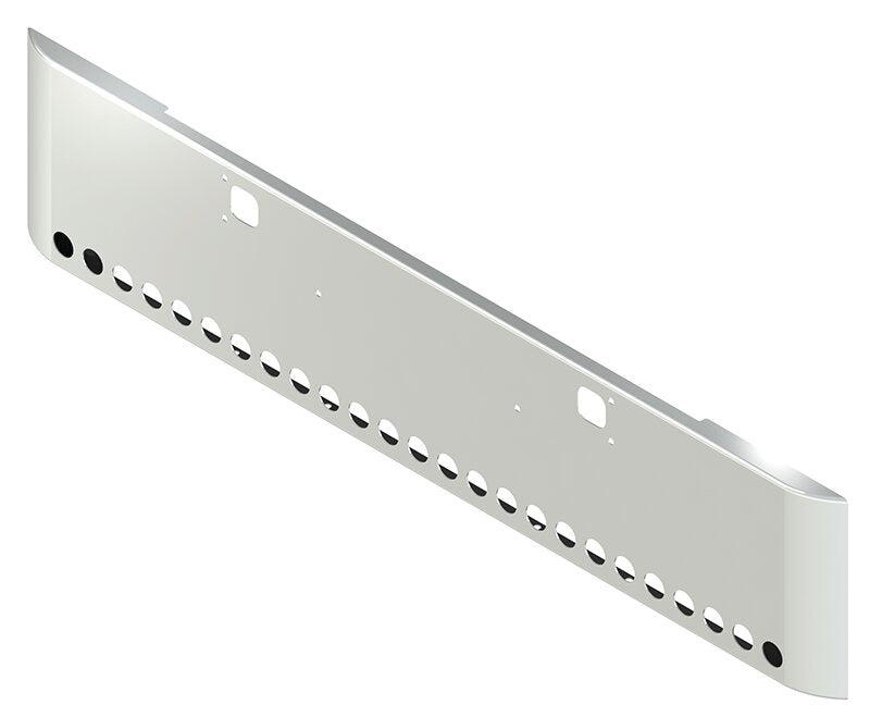 BUMPER FOR KENWORTH W900B 1982-2010 & W900L 1982-2022 20" SQUARE ROLLED END CHROME WITH TOW HOLE, LIGHT HOLES