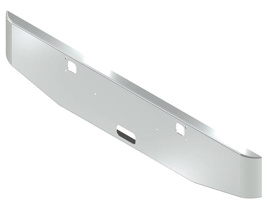 BUMPER FOR KENWORTH W900B 1982-2010 & W900L 1982-2022 18" TAPER HAND FORM CHROME, NO CUTOUT ON THE TOP LIP
