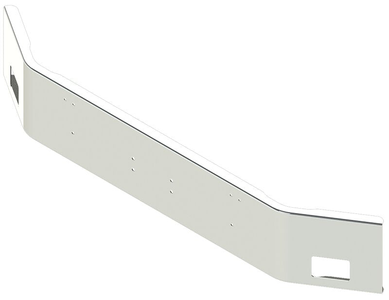 BUMPER FOR KENWORTH T800W 1988-2005 14" OPEN END CHROME WITH RECTANGULAR FOG LIGHT HOLES & EXTERIOR BOLT ON HITCH HOLES