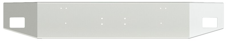 BUMPER FOR KENWORTH T800W 1988-2005 14" OPEN END TAPERED CHROME WITH RECTANGULAR FOG LIGHT HOLES & EXTERIOR BOLT ON HITCH HOLES